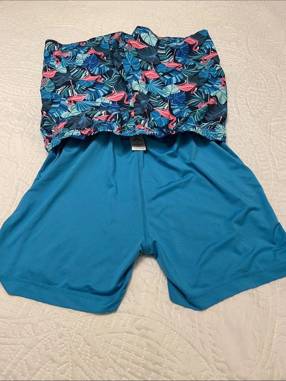 NWOT Member’s Mark Men’s Resort Swim Trunks Medium Tropical Flamingo Pattern